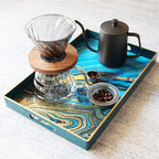 Spsyrine Serving Tray, Marble Decorative Tray Plastic Rectangular Coffee Table - Image 4