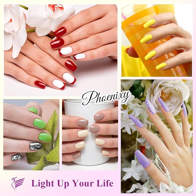 phoenixy 24 PCS Gel Nail Polish, Purple Colors Gel Nail Polish Set Nail Polish Set with Base Glossy Matte Top Coat Black Red Nail Kit Gifts for Women (PCB9028)