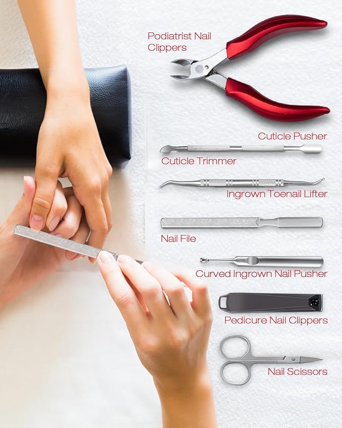Professional Nail Clippers for Thick Nail, 7 in 1 Set Super Sharp Podiatrist Toenail Clippers, Stainless Steel Ingrown Toenail Pedicure Clipper Cutters for Manicure, Men, Women, Seniors