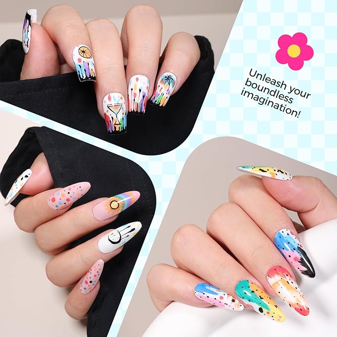 6 Colors Nail Art Pens Set, Halloween Neon 3D Nail Polish Pens 0.7mm, Quick-Drying Acrylic Paint Markers, Dotting Liner Brush for DIY Nail Design, Home & Salon Manicure Tools Beginners Gifts