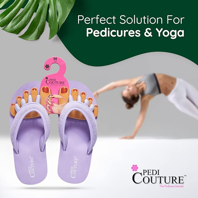 Pedi Couture Pedicure Sandals with Built In Toe Separators for Women - Comfortable Spa Style Flip Flops for Home, Salon, Yoga & Gym Use