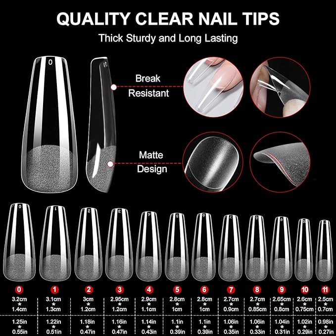 Major Dijit Gel Nail Kit - Beginner Gel Nail Set with Nail Drill, 0.5oz 4-in-1 Nail Glue, 500PCS Long Coffin Nail Tips, UV Lamp for Nail Extension & Art nail