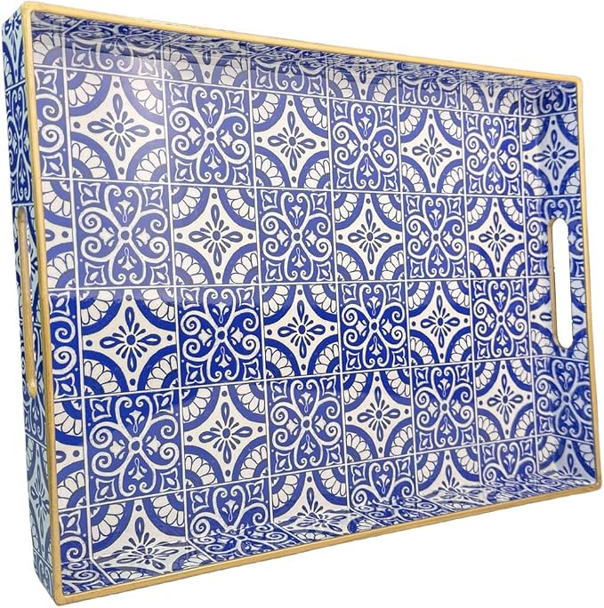 Serving Tray with Handles, Rectangular Decorative Trays by Umisriro