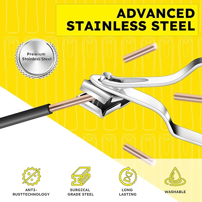 Nail Clippers for Seniors, 360 Degree Rotary Fingernail and Toenail Clippers with Long Handle Ultra Sharp Sturdy Stainless Steel Heavy Duty Large Toe Nail Clippers for Thick Nails Built-in Nail File