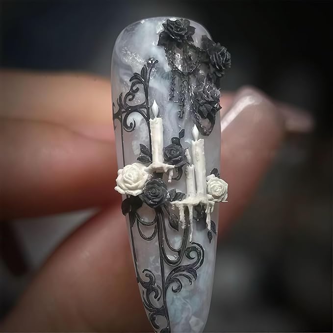 3D Envelope Nail Art Molds Candle Flower Design, Silicone Nails Tool Y2k Decoration