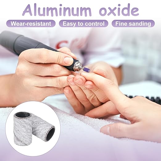 HARFINGTON 100pcs Small Sanding Bands 240 Grit for Nail Drill Bits Mini Sanding Band for Nails Gel Manicures White