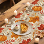Fall Maple Leaf Pumpkin Table Runner, Seasonal Thanksgiving Harvest Farmhouse - Image 4