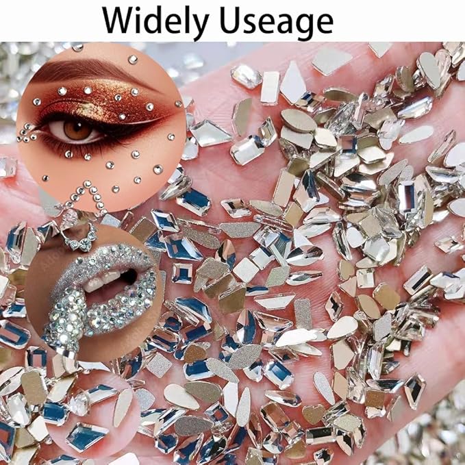 2680Pcs White Nails Rhinestones, 120Pcs Big Silver White Diamond Nail Gem Stones Charms with K9 Bling Flatback Round Beads, Clear Crystal Glass Jewelry for Nails Art Faces Eyes Makeup Decoration