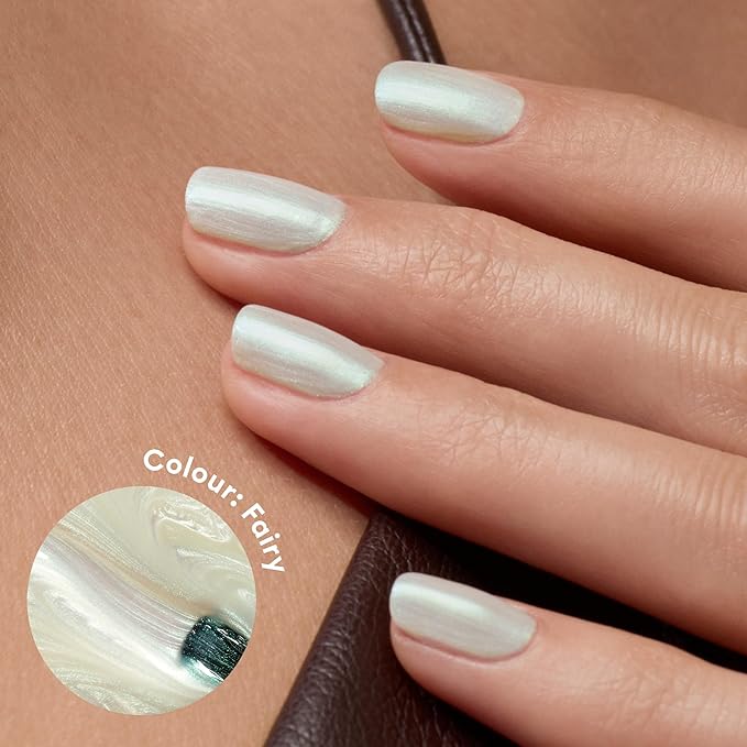 Manucurist Green Fairy - Holographic Pearly White - 9-Free, Vegan and Plant-Based - Quick Dry Manicure - Non Toxic Nail Polish - Made in France - 0.5 fl oz