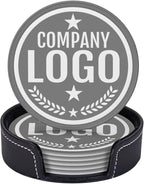 Custom Leather Coasters with Logo by Handmade