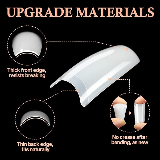504PCS Half Cover False Nails Tips Acrylic Nail Tips Artificial False Nails Lady French Style Tip Acrylic Fake Nails For Nail Extensions Art Salon Home DIY