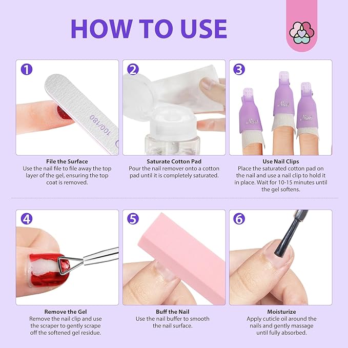 SAVILAND Expert Nail Polish Remover Kit: Gel Polish Remover Effective Removal Gel Polish Remover for Nails with Cuticle Oil 10 Pcs Nail Clips for Gel Removal Expert Level Home Salon Use 250 ML