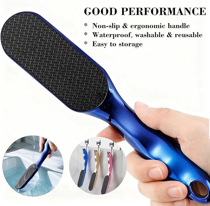 Nano Glass Foot File, Hard Skin Callus Remover with 1PCS Feet Cream, 2Pairs Moisturizing Heel Socks, Professional Foot Care Kit Keep Your Feet Smooth, Blue