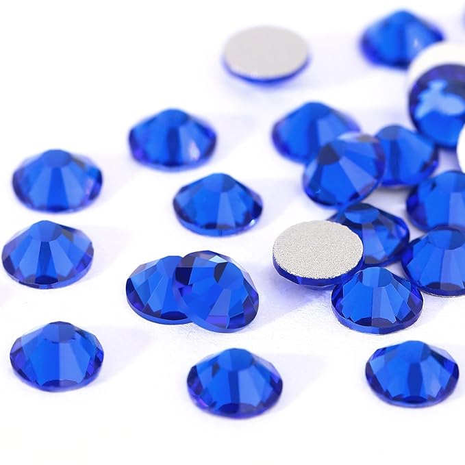 Novani Royal Blue Rhinestones 1440pcs SS10 Glass Rhinestones Crystal Flatback Gemstones for Crafts Nails Makeup Bags and Shoes Decoration（SS10, Sapphire）