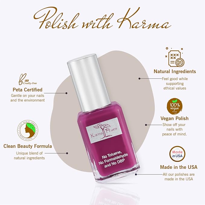karma organic Natural Nail Polish, Vegan, and Cruelty-Free, No Toluene, No Formaldehyde, No DBP, and Free of TPHP, Sweet Melissa