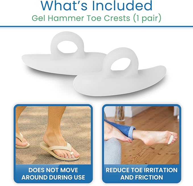 VIVEsole Hammer Toe Crest Cushion & Buttress Pad - Reduces Pressure from Calluses & Hammer Toes (Pair) - For Left & Right Feet - Toe Separator Corrector for Curled, Crooked, Curved, Overlapping Toes