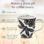 Karma Gifts 14 oz Black and White Boho Mug Dragonfly - Image 2