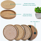 Eykao 5 Pack Coasters for Drinks Absorbent, 4.3 inches Cork Coasters for Coffee - Image 5