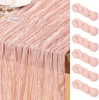 DeZerlor Dusty Pink Cheesecloth Table Runners 6 Pack Summer Boho Runners | by DeZerlor