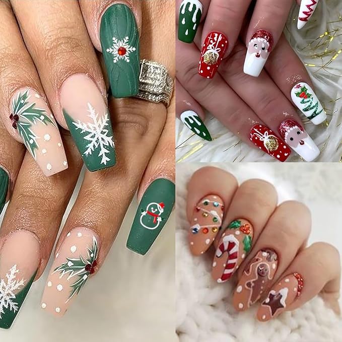 3 Sheets Christmas 5D Embossed Nail Art Stickers - White Snowflake & Santa Claus Nail Decals for Winter