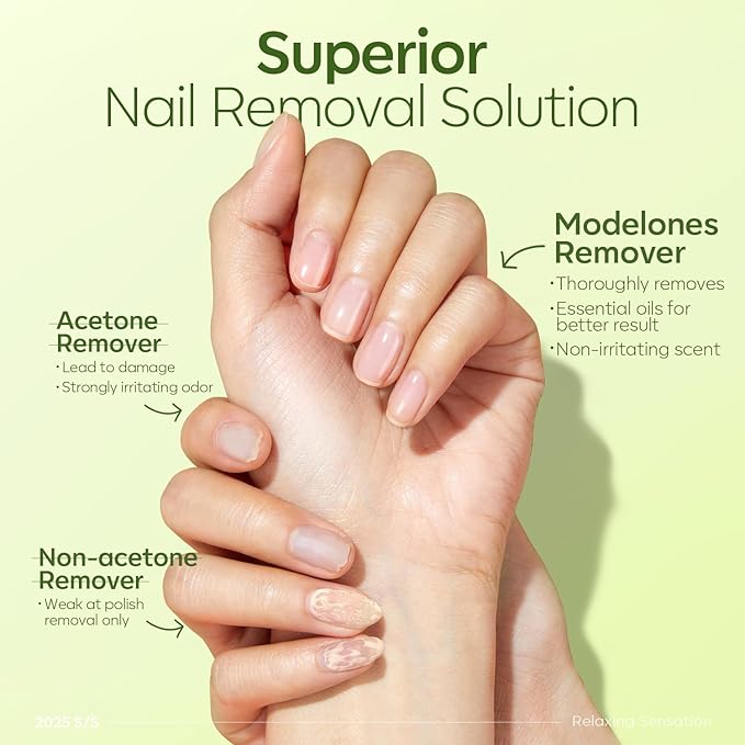 Modelones Acetone Nail Polish Remover, Professional Gel Polish Remover, Nail Glue Remover Natural Formula with Jojoba Oil for Nail Moisturizing & Care, Acrylic Dip Powder Remover(8 FL.Oz.), Cucumber