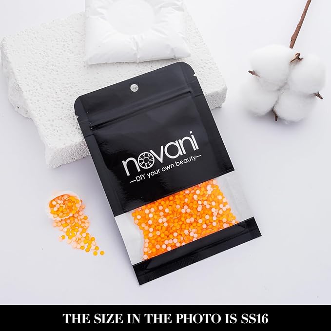 Novani 3000 Pieces Flatback Rhinestones Glass Round Gems Neon-Orange Crystals for Nail Art DIY Crafts Clothes Shoes,SS16,3.8-4.0mm