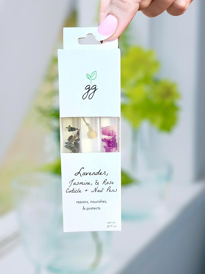 Cuticle Oil Trio – Lavender, Jasmine & Rose Pens with Real Flower Petals – Nourishes, Strengthens, Repairs & Protects – Natural Gift Set (3 Pack)