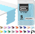 Light Blue Scallop Table Runner, Disposable Plastic, 5 Pack by Swanoo
