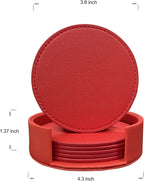 Coasters Set of 6 Soft Leather Drink Coaster Round Coaster - Image 2