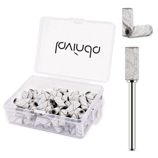 Lavinda 80 Piece Small Sanding Bands Nail Drill Bit, Fine Sanding Bands for Nail Drill with 3.1mm Mandrel Bit for Acrylic Nails Gel Removing Shaping Polishing Nail Salon Use (180 Grit, Zebra)