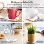 8 Pcs Drink Coasters with Metal Holder Stand, Marble Design Ceramic Coaster Set - Image 6