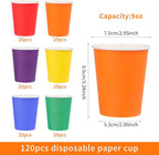 120-Pack 9 oz Rainbow paper cups, Disposable Colorful Paper Cups, Suitable - Image 2
