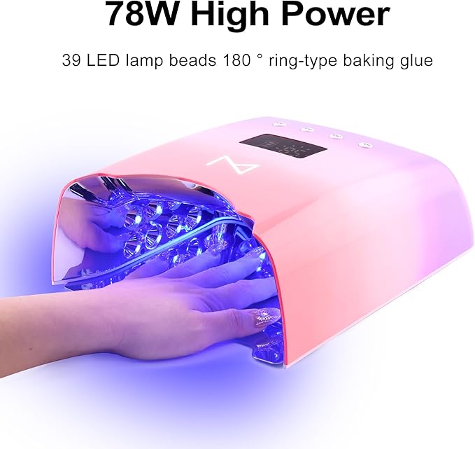 M - NEO Cordless & Rechargeable Nail Curing Lamp 78W with 4 LCD Time Display Timer, Auto Sensor, and Spacious Interior for All Hand Sizes and Nail Lengths (Mermaid)