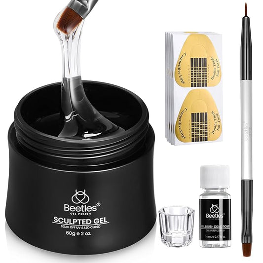 Beetles Builder Gel for Nails, 60g Sculpture Hard Gel with Dual Nail Pen Forms for Nail Thickening, 10 in 1 Manicure Extension UV Strengthener for Manicurist and Nail Art Major
