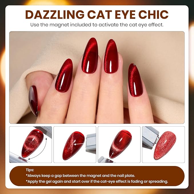 Beetles Winter Gel Nail Polish Colors Set - Amber Twilight 20 Colors 2025 Yellow Orange Red Cat Eye Brown Green Soak Off Uv Manicure Kit With Base Glossy Matte Top Coat Gift for Women