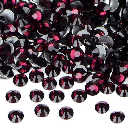 2880PCS Art Nail Rhinestones Non Hotfix Glue Fix Round Crystals Glass Flatback for DIY Jewelry Making with one Picking Pen (ss10 2880pcs, Amethyst)