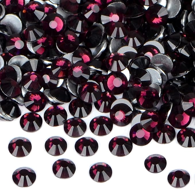 1440PCS Art Nail Rhinestones Non Hotfix Glue Fix Round Crystals Glass Flatback for DIY Jewelry Making with one Picking Pen (ss12 1440pcs, Amethyst)