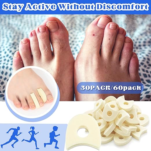 TrelaCo 60 Pcs Foam Toe Separators Spacers for Corn Relieves,1/4 Inch, Pain from Bunions, Blister and Hammer Toe Relief
