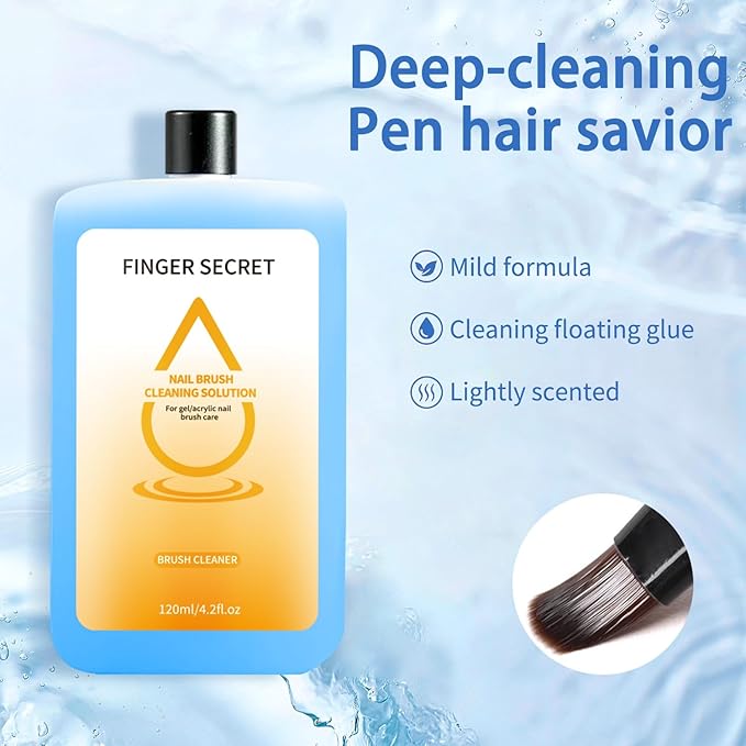Nail Brush Cleaner Kit - 120ml Professional Nail Art Brush Cleaning Solution. Clean Your Nail Brushes Easily. For Gel and Acrylic Nail Brushes.Ideal for NailS Salon or Home DIY