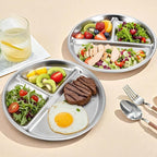 4pcs 304 Stainless Steel Kids Plates，9"Non-Toxic Circular Portion Control - Image 5