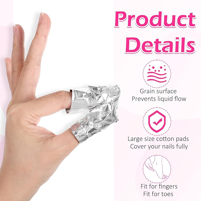 100Pcs Nail Polish Remover, Nail Foil Wraps for Soak Off Gel Polish Remover with 1.18 Inch Large Pre-attached Lint Free Cotton Pads For Acrylic/UV/Gel Nails PolishRemoving