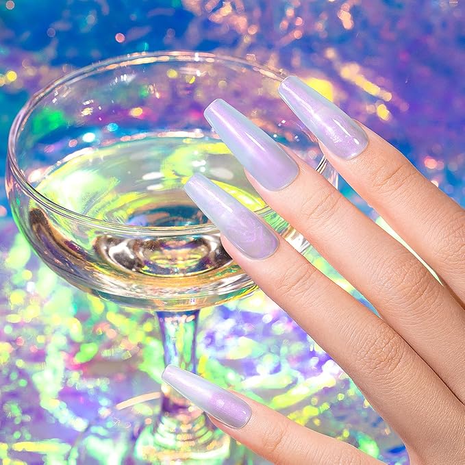 RARJSM Gel Builder for Nail Pearl Blue Hard Gel in a Bottle Mermaid Shell Glitter Blue Pearlescent Thick Extension Structure Gel Polish 15ml Soak Off Curing Requires Salon Home DIY Beginner Use