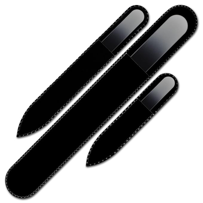 Mont Bleu 3-Piece Glass Nail File Set - Medium Grit - Handmade in Czech Republic