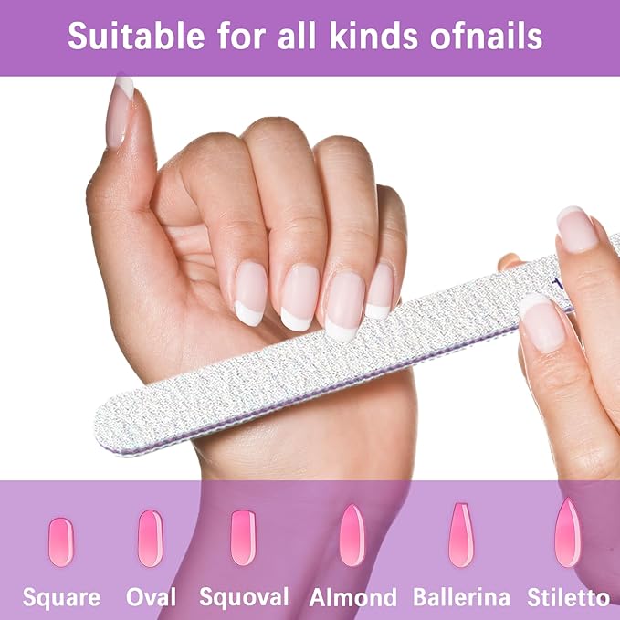 200 Pcs Nail Files 100/180 Grit Double Sides Emery Boards Reusable Nail Files for Acrylic Nails Professional Manicure Tools for Natural Nails Acrylic Nails Home and Salon Supplies