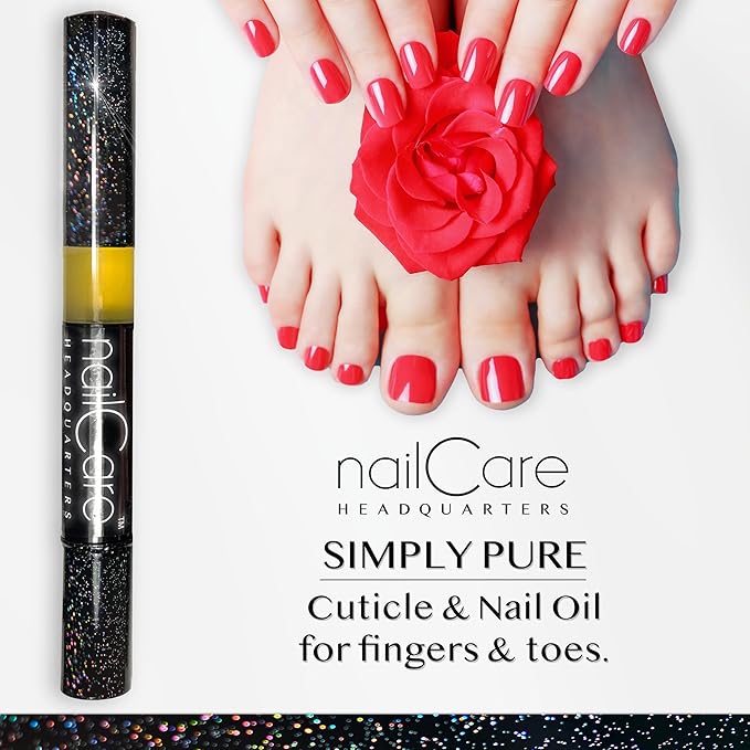 Cuticle Oil Pen for Nails - Nail Strengthener & Growth Oil and Serum for Damaged Nails, Hangnails w/Jojoba cuticle oil—Natural Fragrance - Holographic Glitter Pens 4-Pack
