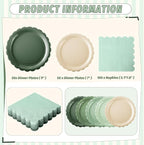 110pcs Sage Green Plates and Napkins Tableware Set Serve 25 Guests Includes - Image 2
