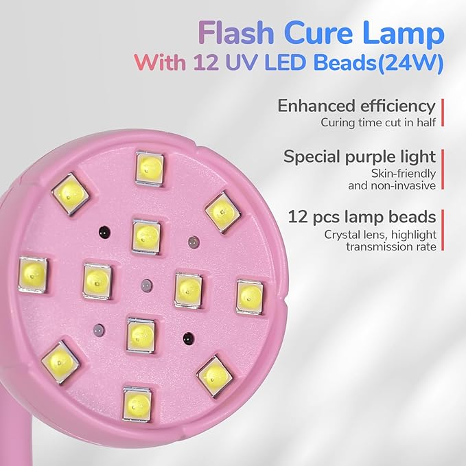 LIORA UV LED Nail Lamp - Gooseneck UV Light for Gel Nails, Cordless USB Rechargeable Flash Curing Ligth with 4 Timers & Auto Sensor, Nail Dryer Gel Polish Light for Salon Home DIY