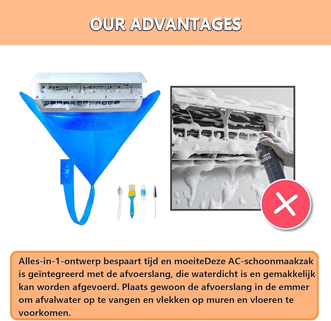 Ac Cleaning Kit, Air Conditioner Cleaning Kit, Ac Cleaning Bag, HVAC Cleaning Kit, Ac Cleaning Cover Bag, Large Size, Integrated Design for Easy Cleaning (Blue)