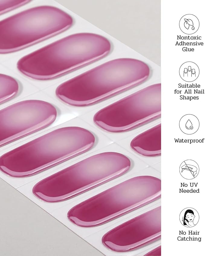 Nail Polish Strips - 22 Pcs Salon Quality Gel Nail Stickers - Long Lasting Wraps (Urban Pink Rose)