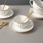 Bone China Tea Cups and Saucers Set – White Luxury Fine Porcelain Mugs - Image 4